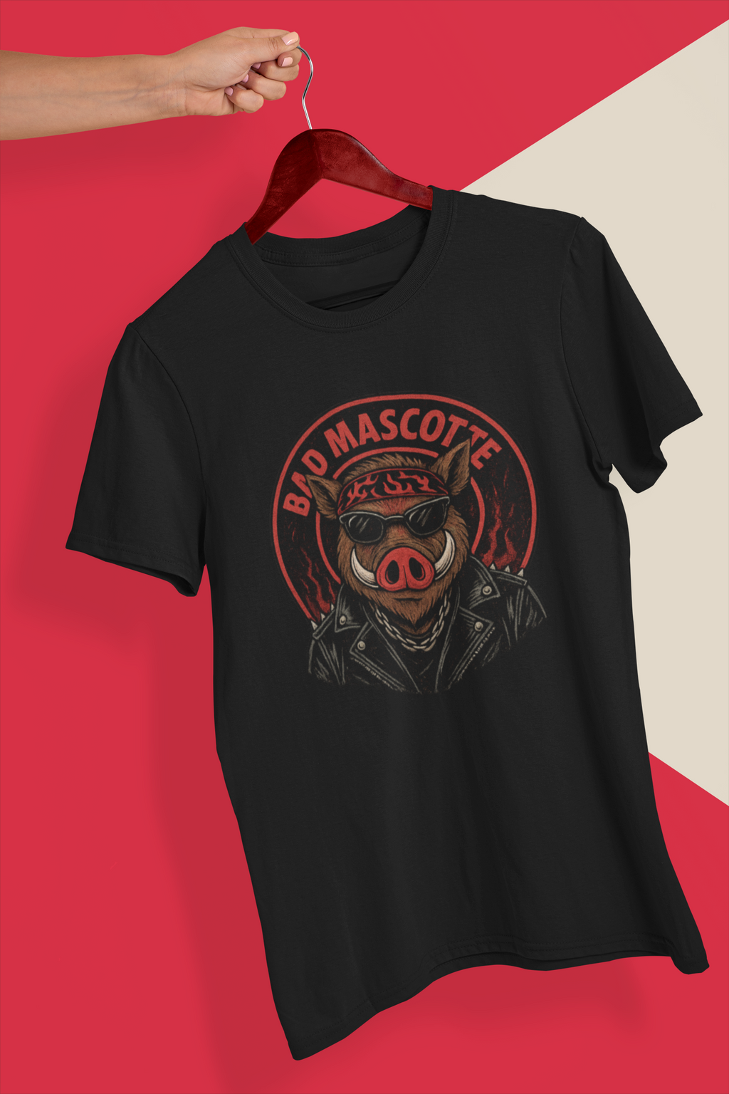 🐗 T-shirt officiel Bad Mascotte – édition biker