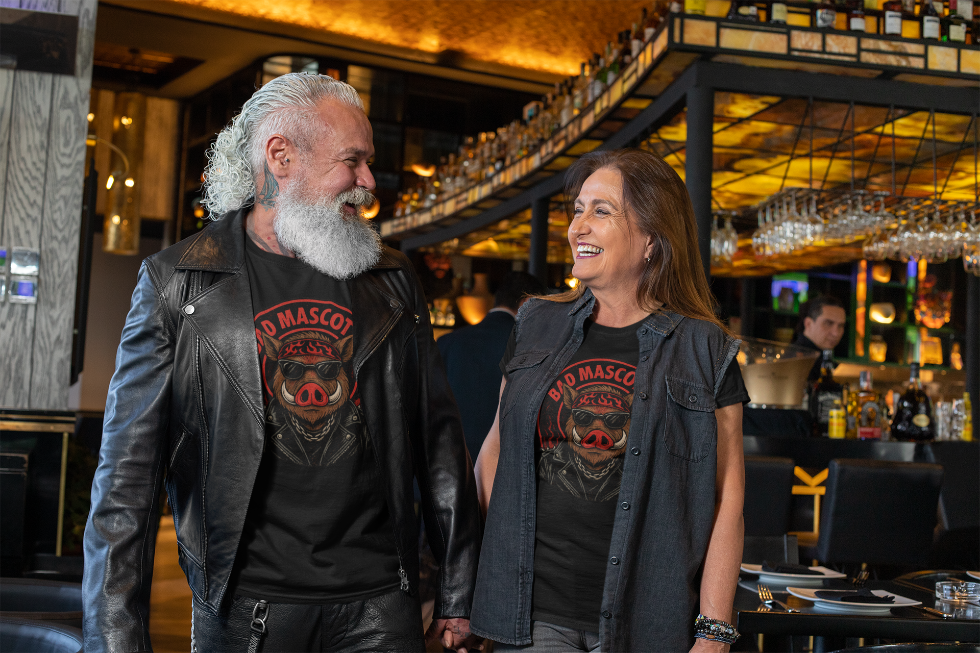 🐗 T-shirt officiel Bad Mascotte – édition biker